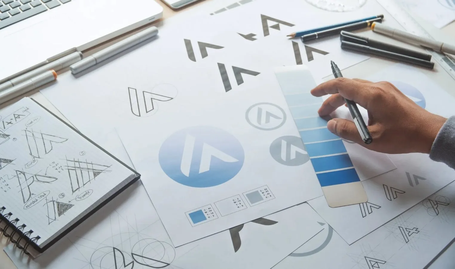 Brand design elements arranged to illustrate conversion optimization