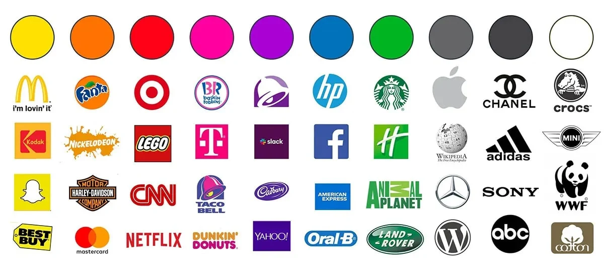 Collection of logo marks showing different colors and shapes