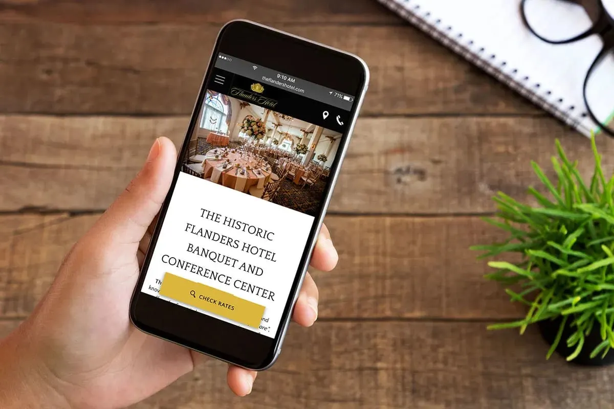Illustration of a responsive website layout on multiple mobile screens