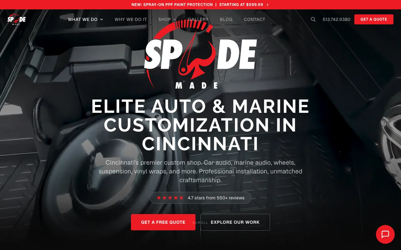 Spade Kreations website showcase