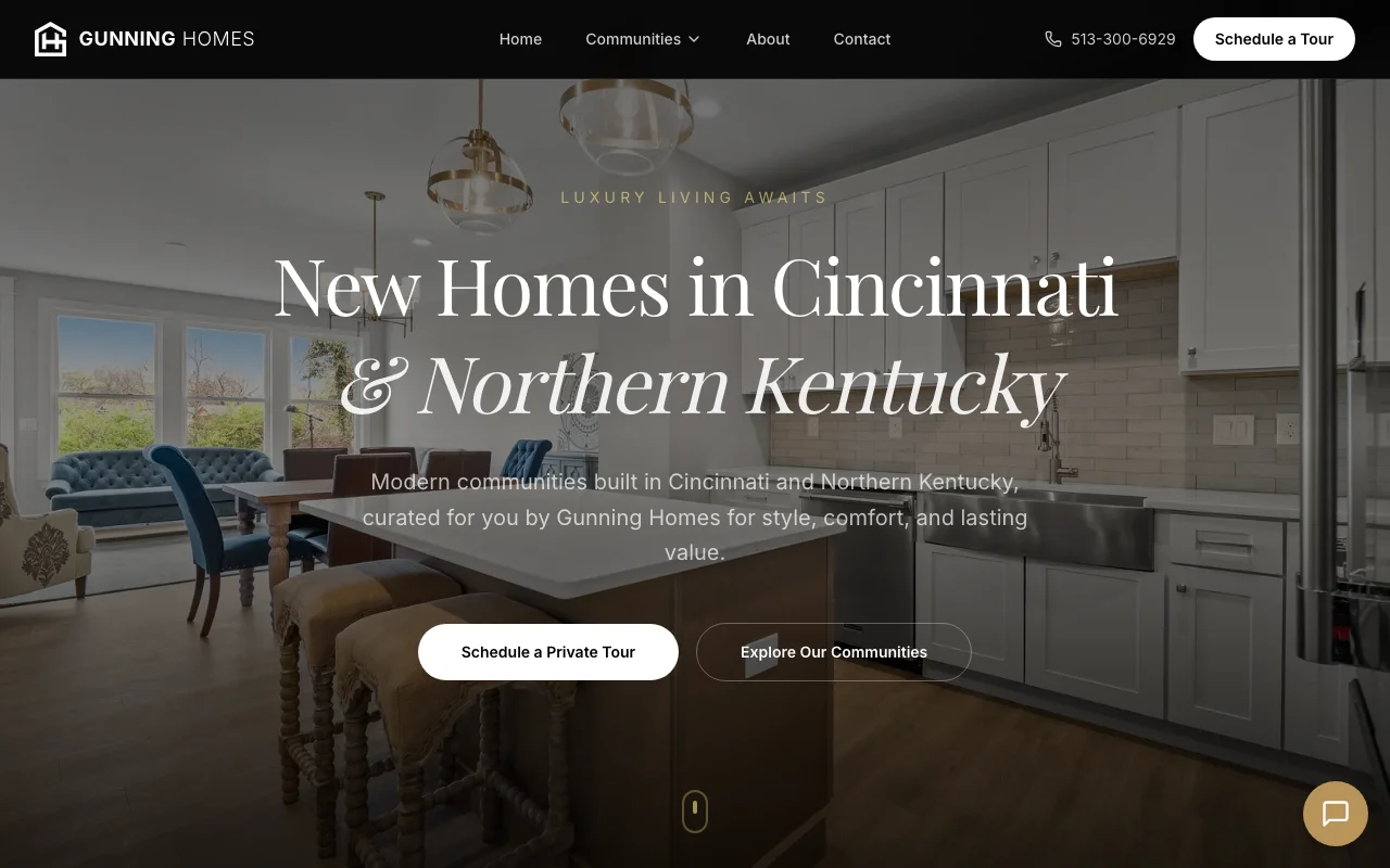 Gunning Homes website showcase