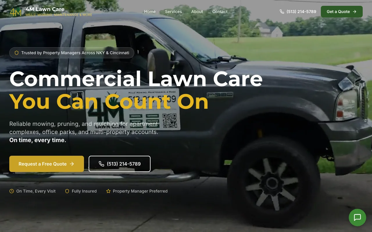4M Lawn Care website showcase