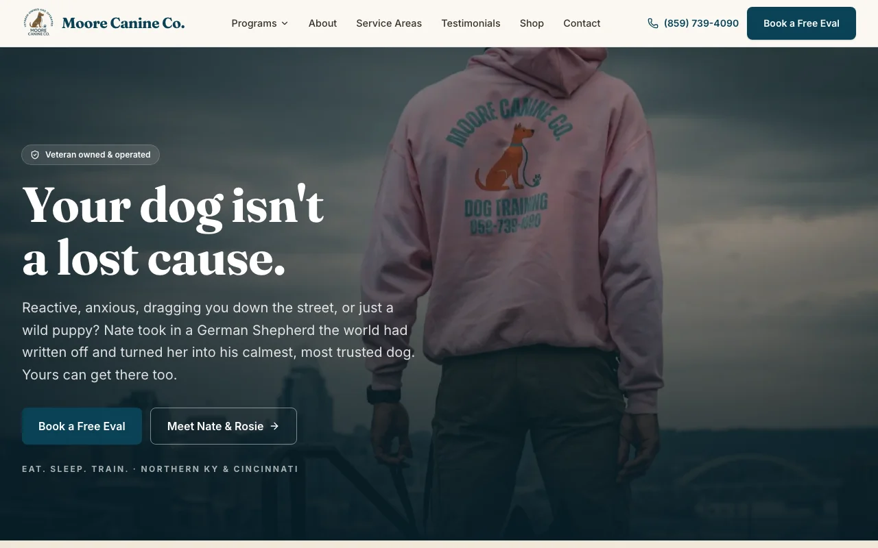 Moore Canine Co website showcase