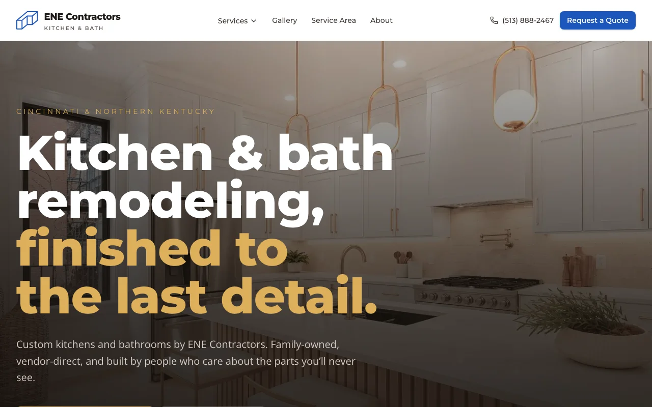 ENE Contractors website showcase
