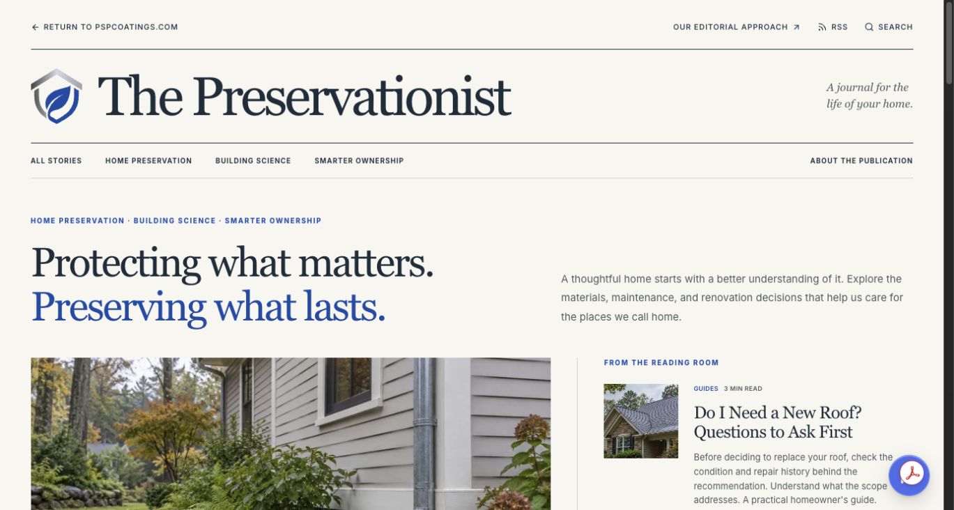 PSP Coatings project: A publication for the home you plan to keep.